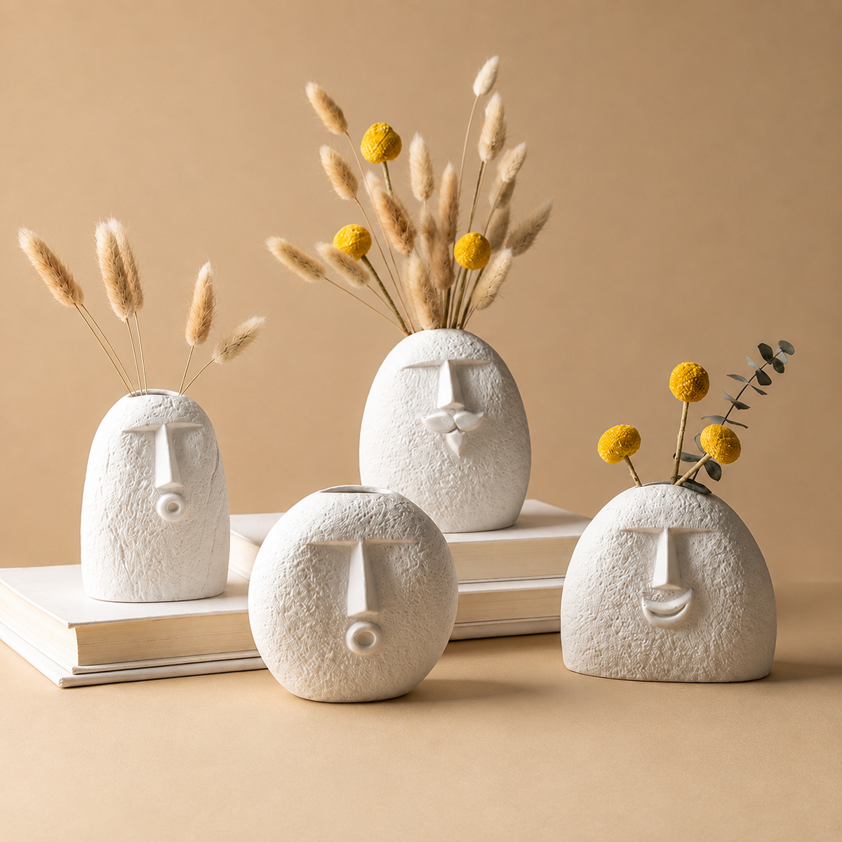 Abstract face vase set of 4 - lifestyle view