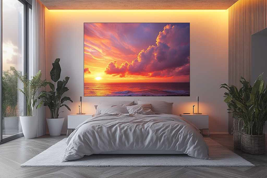 The Indus Craft Sunset Glow Wall Art | Abstract Sunrise & Ocean Canvas | Modern Luxury Wall Decor for Living Room & Bedroom