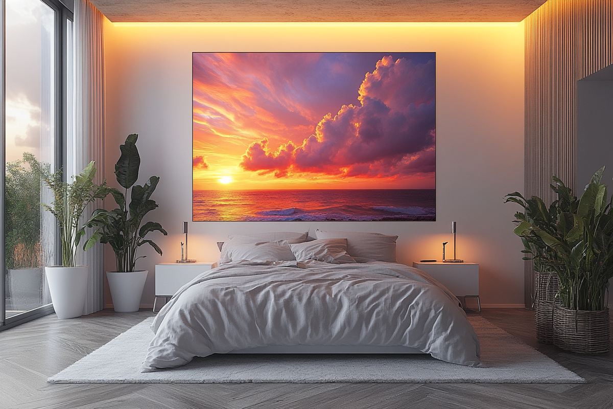 The Indus Craft Sunset Glow Wall Art | Abstract Sunrise & Ocean Canvas | Modern Luxury Wall Decor for Living Room & Bedroom