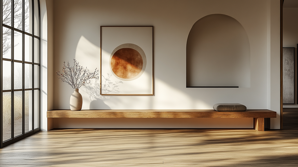 The Indus Craft Neutral Horizon Wall Art Set (Set of 2) | Minimal Abstract Landscape & Sun Canvas Prints | Boho Japandi Living Room Decor