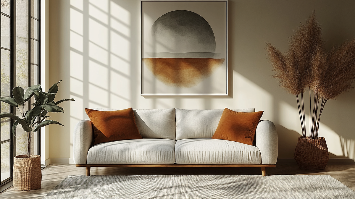 The Indus Craft Neutral Horizon Wall Art Set (Set of 2) | Minimal Abstract Landscape & Sun Canvas Prints | Boho Japandi Living Room Decor