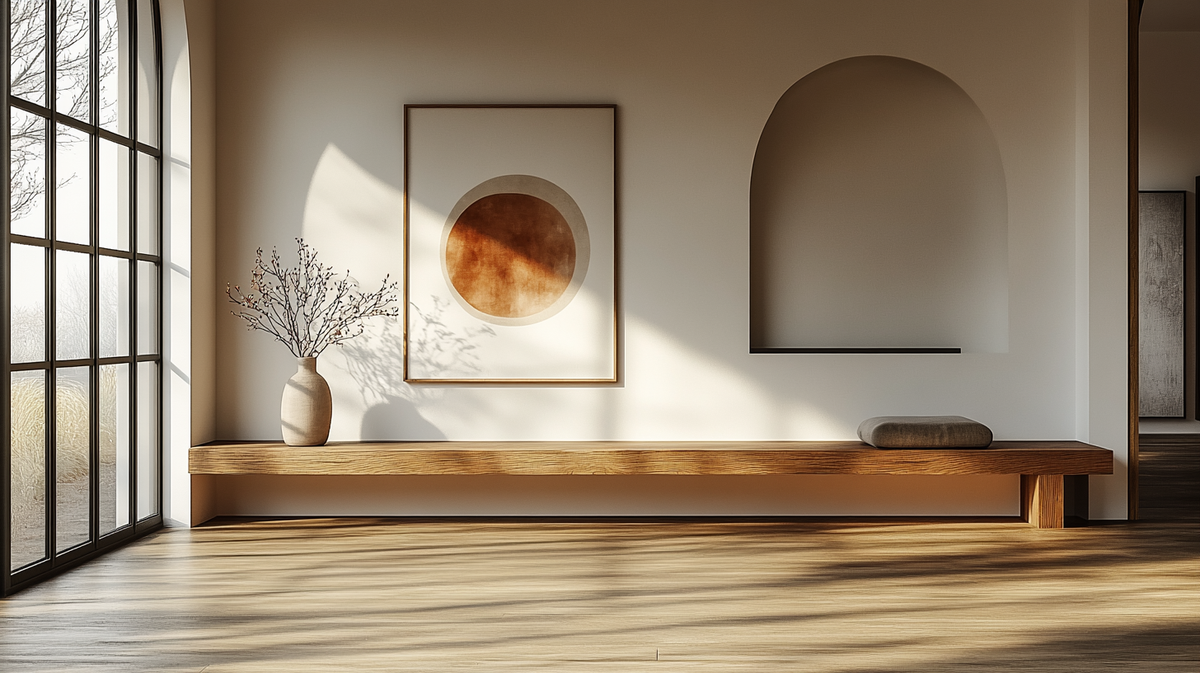 The Indus Craft Neutral Horizon Wall Art Set (Set of 2) | Minimal Abstract Landscape & Sun Canvas Prints | Boho Japandi Living Room Decor