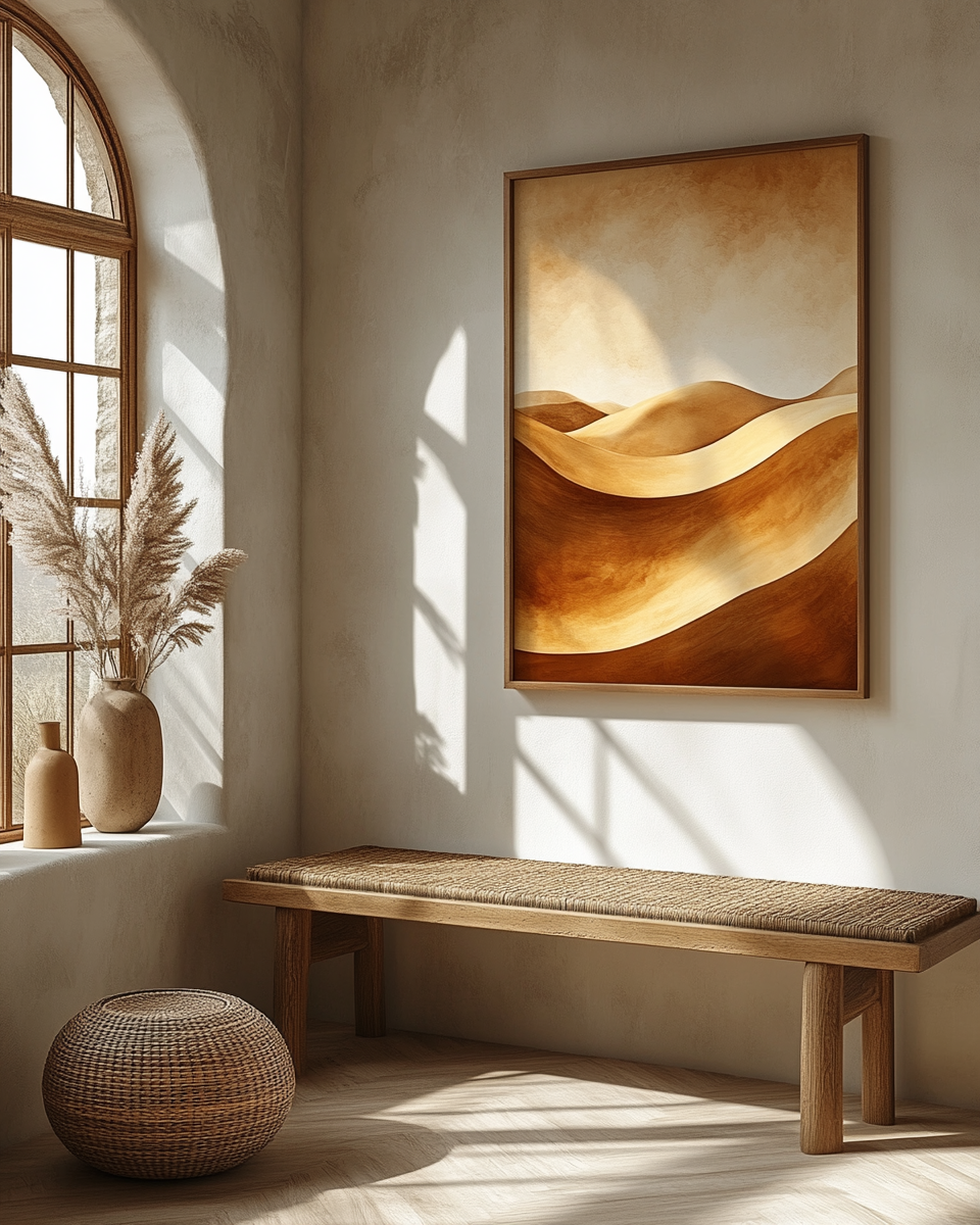 The Indus Craft Desert Minimal Landscape Wall Art Collection | Sand Dune Canvas Prints | Neutral Boho Luxury Wall Decor (Set & Single Designs)