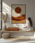 The Indus Craft Sunset Zen Desert Wall Art | Abstract Sun & Sand Canvas Print | Boho Minimal Neutral Wall Decor (Premium Frame Collection)