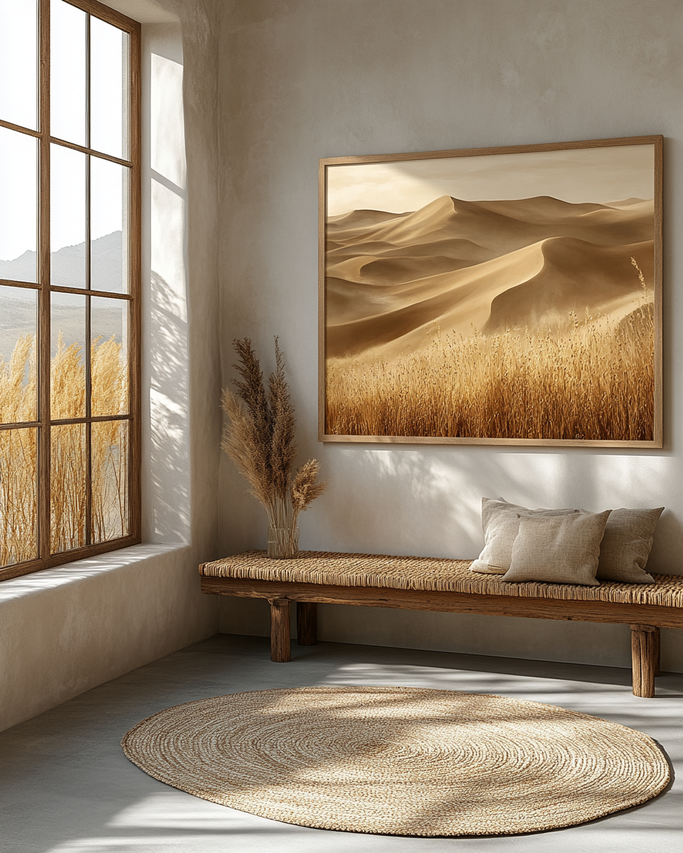The Indus Craft Desert Minimal Landscape Wall Art Collection | Sand Dune Canvas Prints | Neutral Boho Luxury Wall Decor (Set & Single Designs)