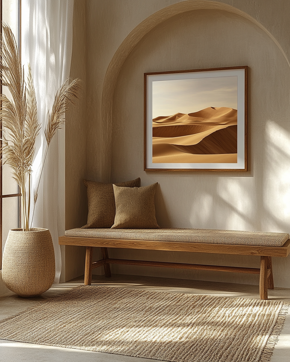 The Indus Craft Desert Minimal Landscape Wall Art Collection | Sand Dune Canvas Prints | Neutral Boho Luxury Wall Decor (Set & Single Designs)