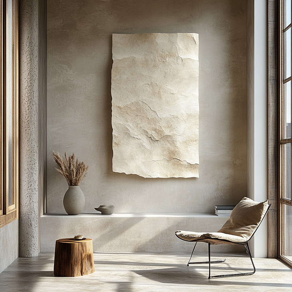 The Indus Craft Raw Texture Minimal Wall Art Collection | Neutral Abstract Canvas Prints | Wabi-Sabi Rustic Earth Tone Decor (Multi Design Set)