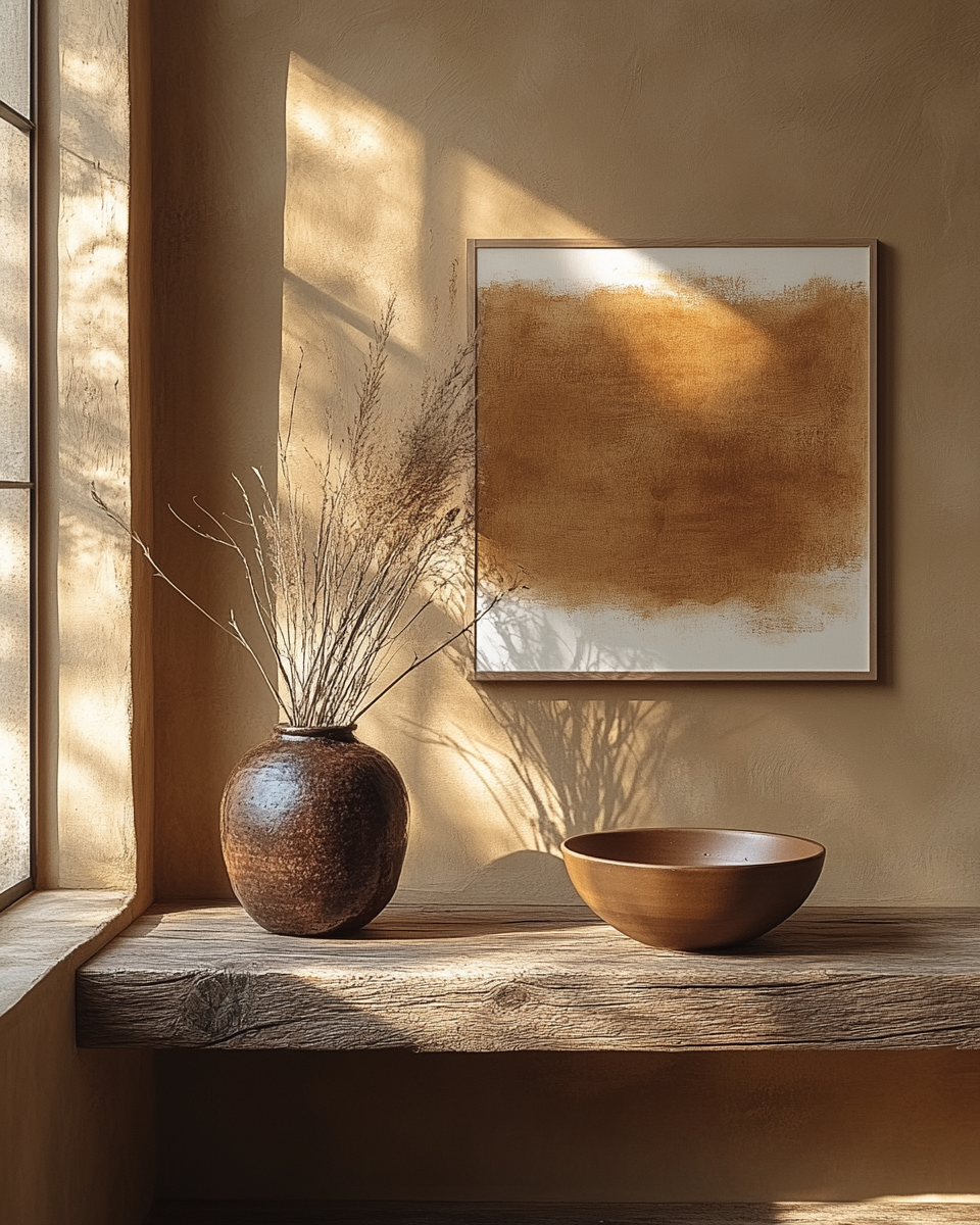 The Indus Craft Earth Tone Abstract Wall Art Collection | Minimal Neutral Canvas Prints | Wabi-Sabi Rustic Modern Decor (Multi Design Options)