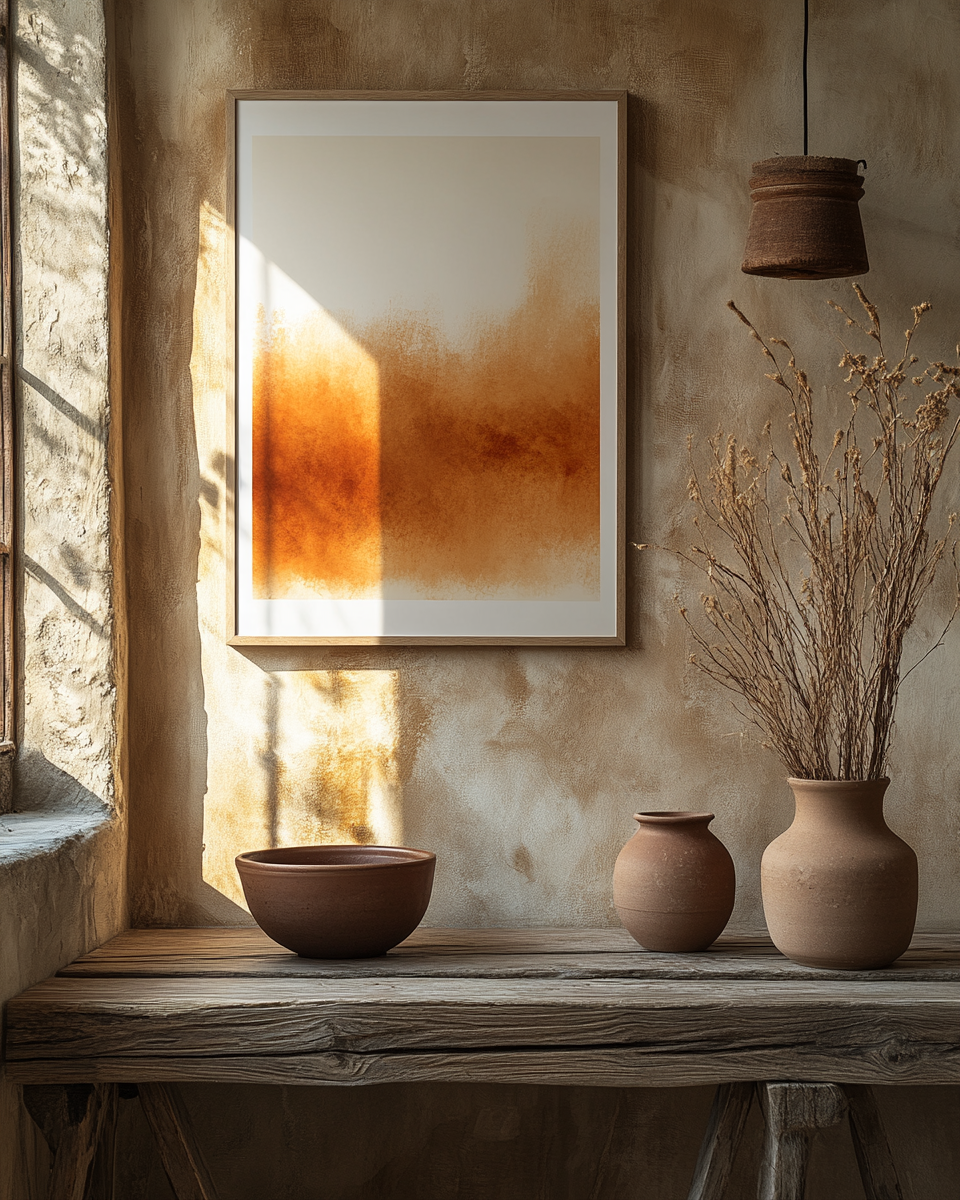 The Indus Craft Earth Tone Abstract Wall Art Collection | Minimal Neutral Canvas Prints | Wabi-Sabi Rustic Modern Decor (Multi Design Options)