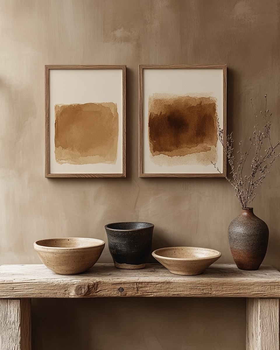 The Indus Craft Earth Tone Abstract Wall Art Collection | Minimal Neutral Canvas Prints | Wabi-Sabi Rustic Modern Decor (Multi Design Options)