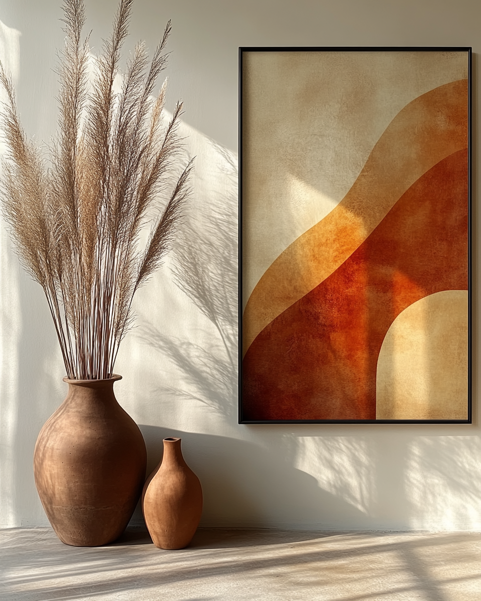 The Indus Craft Terracotta Arch Abstract Wall Art Set | Warm Earth Tone Minimal Canvas Prints | Modern Boho Neutral Home Decor (Set of 3 Designs)