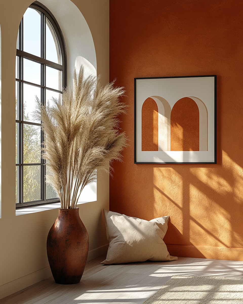 The Indus Craft Terracotta Arch Abstract Wall Art Set | Warm Earth Tone Minimal Canvas Prints | Modern Boho Neutral Home Decor (Set of 3 Designs)