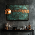 The Indus Craft Industrial Luxe Abstract Wall Art Set (2 Designs) | Teal & Copper Textured Canvas | Premium Modern Wall Decor for Living Room, Bar & Office (Framed)