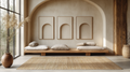 The Indus Craft Neutral Arch Wall Art Set of 3 | Minimal Beige Canvas Prints | Japandi Wabi-Sabi Wall Decor for Living Room, Bedroom & Modern Homes (Framed)