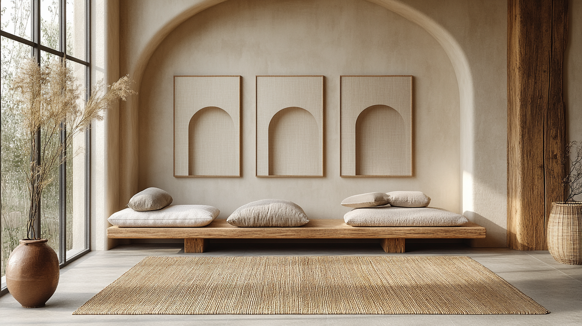 The Indus Craft Neutral Arch Wall Art Set of 3 | Minimal Beige Canvas Prints | Japandi Wabi-Sabi Wall Decor for Living Room, Bedroom & Modern Homes (Framed)
