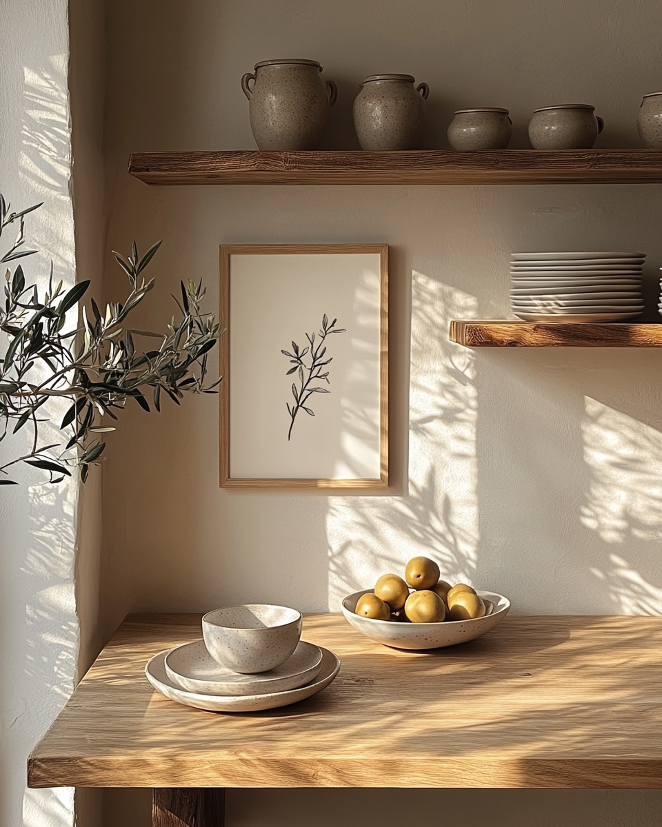 The Indus Craft Minimal Botanical Wall Art Set | Neutral Leaf Sketch Canvas Prints | Scandinavian Japandi Wall Decor for Bedroom, Kitchen & Living Room