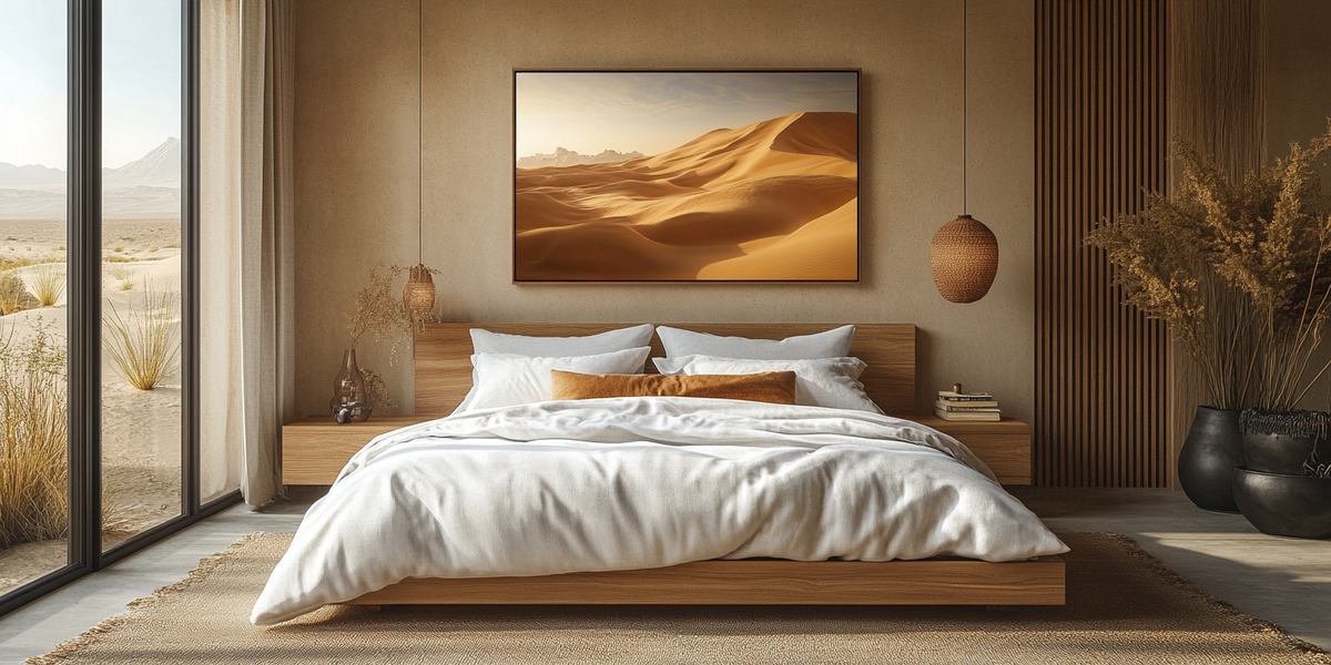 The Indus Craft Desert Landscape Wall Art | Warm Sand Dunes Canvas Painting | Luxury Minimalist Nature Decor for Bedroom & Living Room (Multiple Designs, XL Sizes)